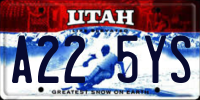 UT license plate A225YS