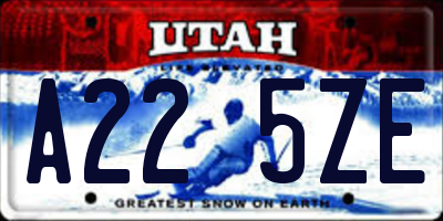 UT license plate A225ZE