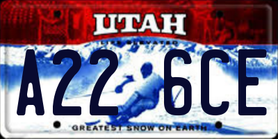 UT license plate A226CE