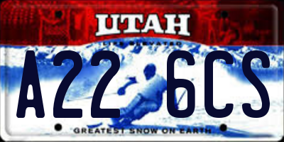 UT license plate A226CS