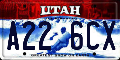 UT license plate A226CX