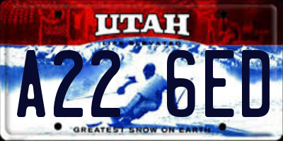 UT license plate A226ED