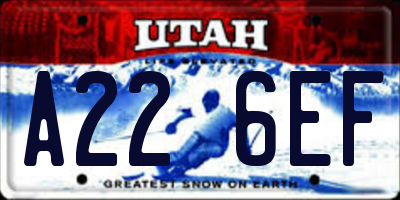 UT license plate A226EF