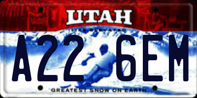 UT license plate A226EM
