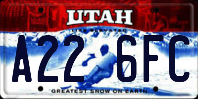 UT license plate A226FC