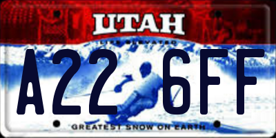 UT license plate A226FF