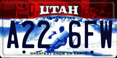 UT license plate A226FW