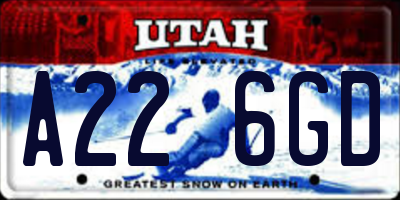 UT license plate A226GD