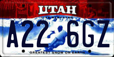 UT license plate A226GZ