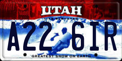 UT license plate A226IR