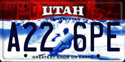 UT license plate A226PE