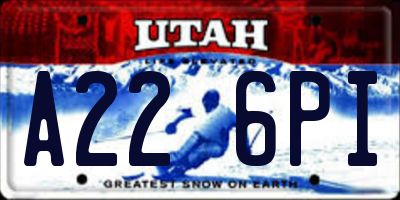 UT license plate A226PI