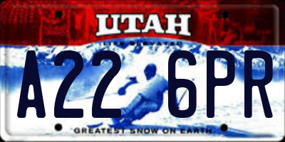 UT license plate A226PR