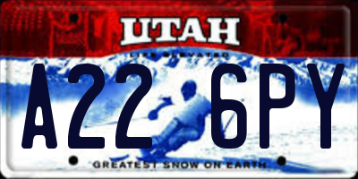UT license plate A226PY