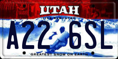 UT license plate A226SL