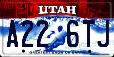 UT license plate A226TJ