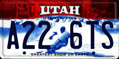 UT license plate A226TS
