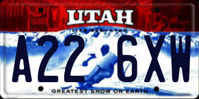 UT license plate A226XW