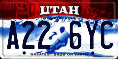 UT license plate A226YC