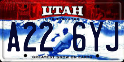 UT license plate A226YJ