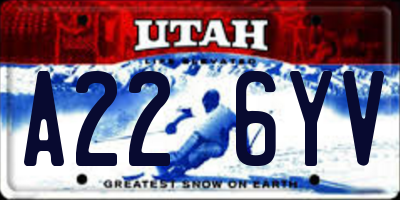 UT license plate A226YV