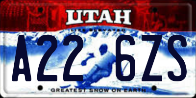 UT license plate A226ZS