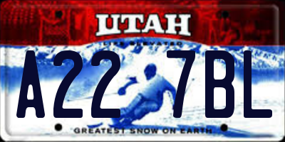 UT license plate A227BL