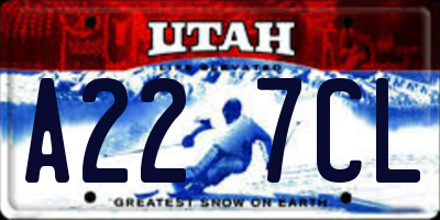 UT license plate A227CL