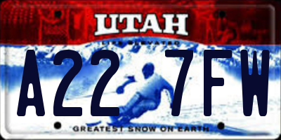 UT license plate A227FW