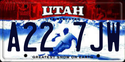 UT license plate A227JW