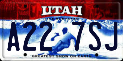 UT license plate A227SJ