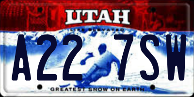 UT license plate A227SW
