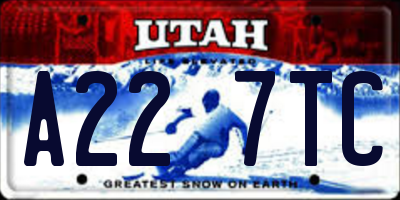 UT license plate A227TC