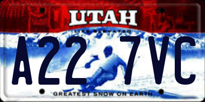 UT license plate A227VC