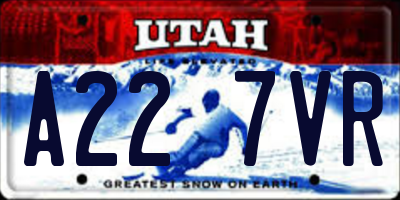 UT license plate A227VR