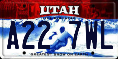 UT license plate A227WL