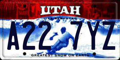 UT license plate A227YZ
