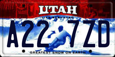 UT license plate A227ZD