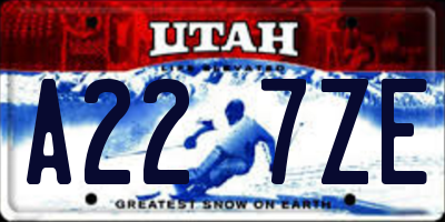 UT license plate A227ZE
