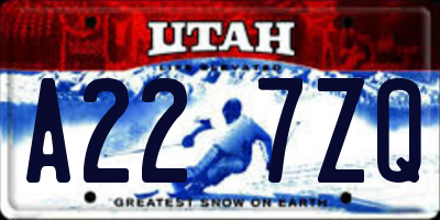 UT license plate A227ZQ