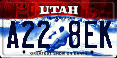 UT license plate A228EK
