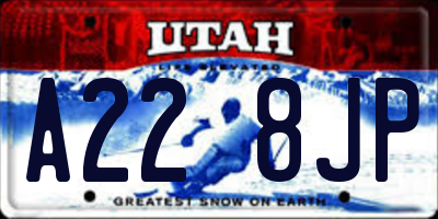 UT license plate A228JP