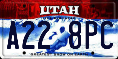 UT license plate A228PC