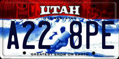 UT license plate A228PE