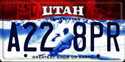 UT license plate A228PR