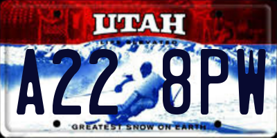 UT license plate A228PW