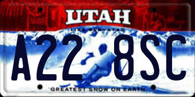 UT license plate A228SC