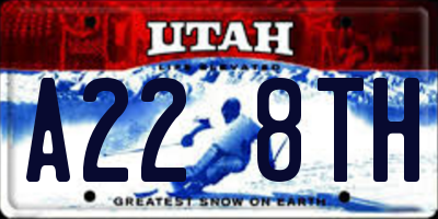 UT license plate A228TH
