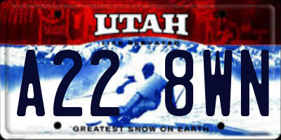 UT license plate A228WN