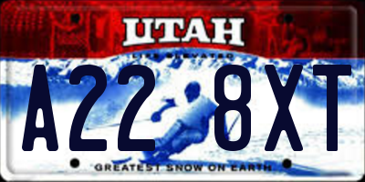 UT license plate A228XT